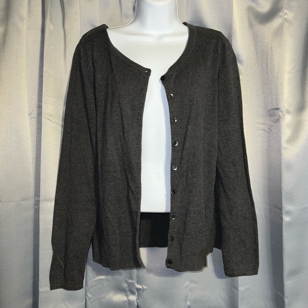 Style & Co Dark Gray Button Down Sweater/Cardigan (M) - Picture 4 of 5